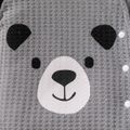 Baby Boy/Girl Cartoon Bear Print Colorblock Waffle Hooded Short-sleeve Snap Top Grey image 3