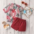 2pcs Baby Boy Short-sleeve Allover Tropical Plant Print Hawaiian Shirt and Solid Shorts Set MAROON image 2