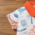 Baby Boy Contrast Collar All Over Dinosaur Print Short-sleeve Romper Multi-color image 3