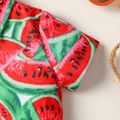2pcs Baby Boy Allover Red Watermelon Print Short-sleeve Shirt and Shorts Set Red