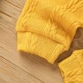 2pcs Toddler Boy Cable Knit Textured Solid Color Sweatshirt and Pants Set Yellow image 5