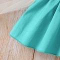 100% Cotton 2pcs Baby Girl Solid One Shoulder Ruffle Trim Cami Dress with Headband Set Emerald