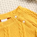 2pcs Toddler Boy Cable Knit Textured Solid Color Sweatshirt and Pants Set Yellow image 2