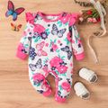 2-Pack Baby Girl 95% Cotton Ruffle Long-sleeve Butterfly Print Jumpsuits Set MultiColour image 5