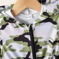 Toddler Girl Camouflage Print Zipper Design Hooded Long-sleeve Rompers LightArmyGreen