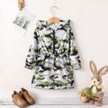 Toddler Girl Camouflage Print Zipper Design Hooded Long-sleeve Rompers LightArmyGreen
