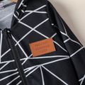 Baby Boy Badge Decor Geo Print Black Hooded Long-sleeve Zip Jacket Black image 3