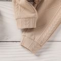 2pcs Baby Boy/Girl Deer Embroidered Long-sleeve Textured Hoodie and Sweatpants Set Khaki
