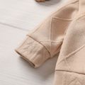 2pcs Baby Boy/Girl Deer Embroidered Long-sleeve Textured Hoodie and Sweatpants Set Khaki