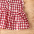 2-piece Toddler Girl Ruffled Plaid Camisole and Bowknot Design Elasticized Pants Set Red