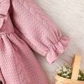 Baby Girl Pink Imitation Knitting Ruffle Trim Button Front Long-sleeve Dress Pink image 4