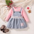 Baby Girl Letter Print Colorblock Long-sleeve Faux-two Dress Grey image 1