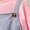 Baby Girl Letter Print Colorblock Long-sleeve Faux-two Dress Grey image 3