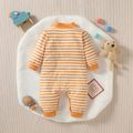 Baby Boy Animal Print & Striped Spliced Long-sleeve Jumpsuit Yellow image 2