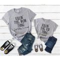 Letter Print Short-sleeve T-shirts for Mom and Me Grey