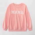 Pink & Grey Letter Print Sweatshirts for Mom and Me Pink