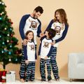 Christmas Family Moose Print Matching Pajamas Sets (Flame Resistant) Dark Blue/white image 2