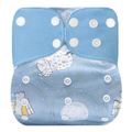 Cartoon Cute Baby Washable Adjustable Cloth Diaper Waterproof Breathable Eco-friendly Diaper Bluish Grey