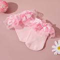 Einfarbige Socken mit Spitzenbesatz für Babys/Kleinkinder Hell rosa image 2