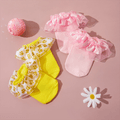 meias de cor sólida com acabamento em renda para bebê / criança Rosa Claro image 4