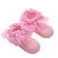 Einfarbige Socken mit Spitzenbesatz für Babys/Kleinkinder Hell rosa image 1