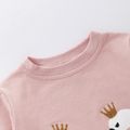 2pcs Swan and Stripe Print Long-sleeve Baby Set Pink image 5