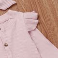 Ribbed 2pcs Solid Long-sleeve Baby Set Pink