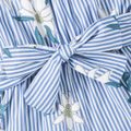 Baby / Toddler Floral Print Striped Off Shoulder Onesies Light Blue image 4