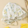 100% Cotton 2pcs Floral Allover Flounce Decor Long-sleeve Romper and Ruffle Decor Hat Yellow Baby Set Yellow