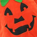 Halloween Pumpkin Pattern Splice Orange Long-sleeve Fleece Romper Orange