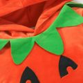 Halloween Pumpkin Pattern Splice Orange Long-sleeve Fleece Romper Orange