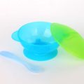 All-In-One Suction Cup Bowl Children Anti-Fall Bowl Baby Silicone Dishes Dining Plate Bowl Tableware Spoon Food Dinnerware Light Blue image 2
