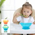 All-In-One Suction Cup Bowl Children Anti-Fall Bowl Baby Silicone Dishes Dining Plate Bowl Tableware Spoon Food Dinnerware Light Blue image 5