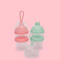 Baby Formula Dispenser Portable 2 Layer Stackable Transparent Storage Container for Milk Powder and Snack Storage Pink image 1