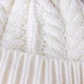 Knitted Hair Ball Beanie Hats for Mommy and Me White