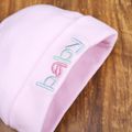 3-piece Solid Cotton Hat with Bow decor socks and Anti-scratch Gloves Pink image 3