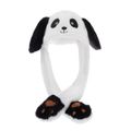 Women Moving Jumping Panda Ears Hat Winter Warm Animal Paws Airbag Jump Up Panda Ears Cap Earflap Black/White