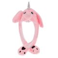 Women Moving Jumping Unicorn Ears Hat Winter Warm Animal Paws Airbag Jump Up Ears Cap Earflap Pink