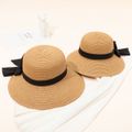 Big Bow Decor Straw Hat for Mom and Me Khaki image 3