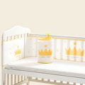 Mesh Breathable Baby Crib Bumpers Liner Crown and Stars Pattern Removable Guard Rail Padded Safety Bed Side Rail Guard Protector Yellow