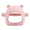 Silicone Baby Teether Toy Creative Cartoon Bear Shape Chew Toys with Easy to Hold Handles for Massage Gums Sensory Exploration Light Pink image 1