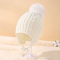 Baby / Toddler Cable Knit Lace Up Beanie Hat White image 2