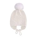 Baby / Toddler Cable Knit Lace Up Beanie Hat White image 5