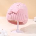 Baby Bow Decor Solid Knitted Beanie Hat Pink image 1