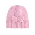 Baby Bow Decor Solid Knitted Beanie Hat Pink image 4