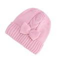 Baby Bow Decor Solid Knitted Beanie Hat Pink image 5