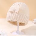 Baby Bow Decor Solid Knitted Beanie Hat Khaki image 1