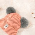 Baby / Toddler Dual Pom Pom Decor Thermal Knit Beanie Champagne