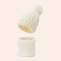 2-pack Baby / Toddler Fleece Lined Knitted Beanie Hat & Infinity Scarf White image 1
