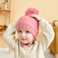 Baby-/Kleinkind-Mütze mit Ohrenschutz aus geripptem Strick zum Schnüren rosa image 5